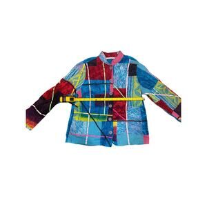 Multicolor Velvet and Lace Maximalist Button up Jacket